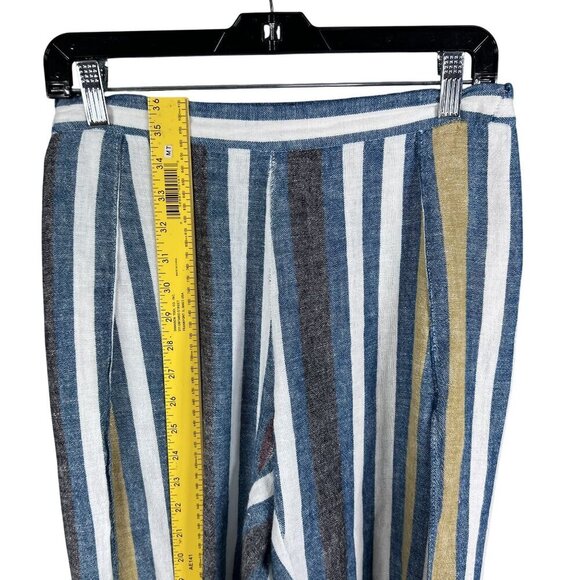 Drew Womens S Striped Linen Blend 2 Piece Set Crop Top Faux Wrap Pants Lagenlook - Picture 11 of 16